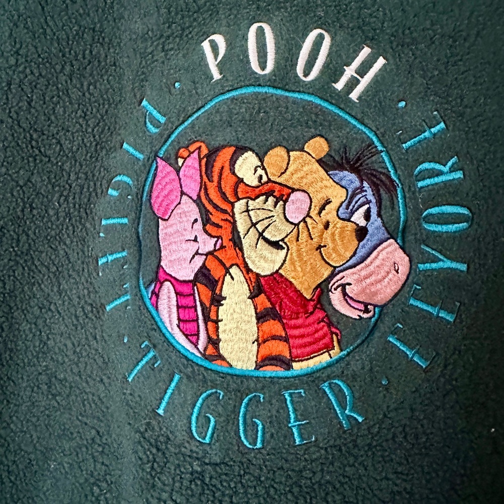 Disney Store green Pooh Piglet Eeyore Tigger fleece pullover sweatshirt